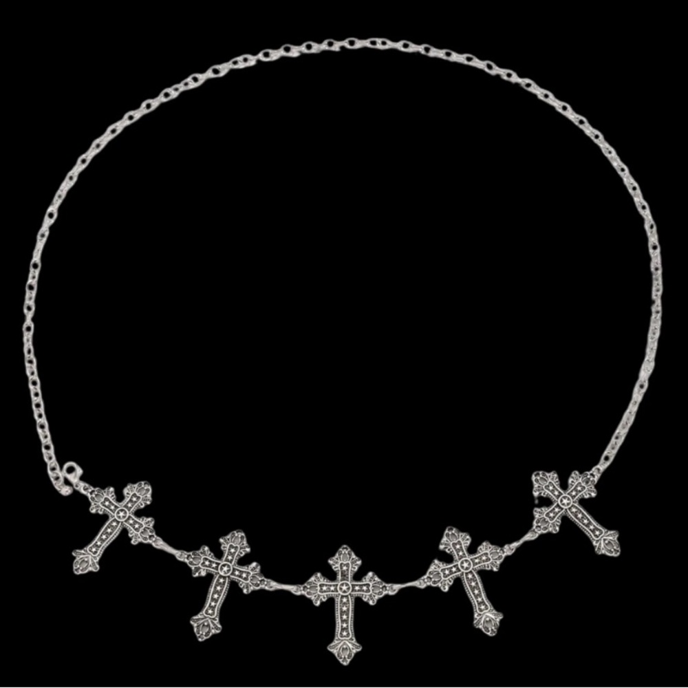 Silver Tone Cross Charm Belt